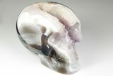 Polished Banded Agate Skull with Amethyst Crystal Pocket #190432-1